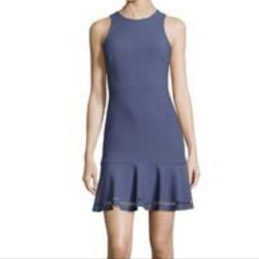 Elizabeth and James Blue Ruffled Halter Mini Dress